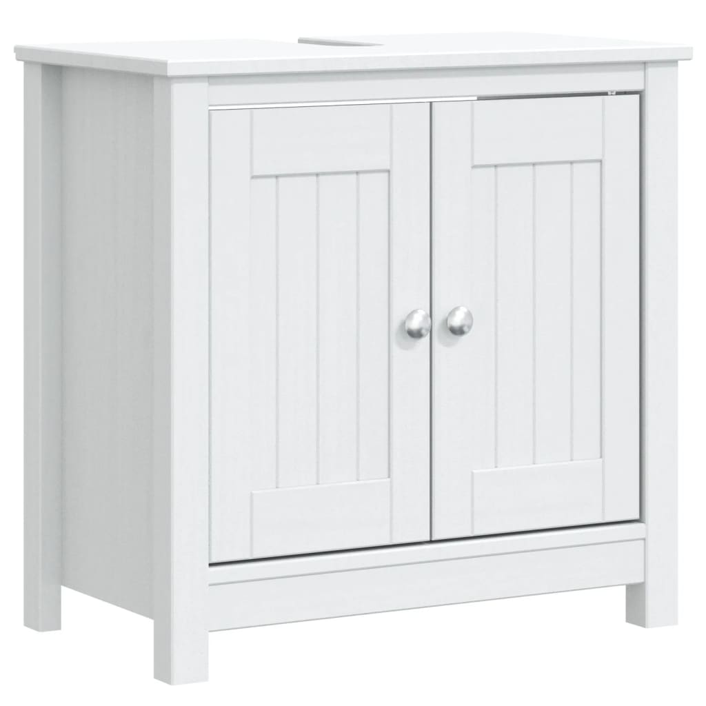 2 Piece Bathroom Furniture Set BERG White Solid Wood Pine