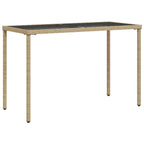 Garden Table with Glass Top Beige 115x54x74 cm Poly Rattan