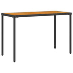 Garden Table with Acacia Wood Top Black 115x54x74 cm Poly Rattan
