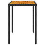 Garden Table with Acacia Wood Top Black 115x54x74 cm Poly Rattan