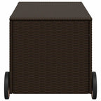 Garden Storage Box with Wheels Brown 190L Poly Rattan