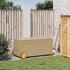 Garden Storage Box with Wheels Mix Beige 190L Poly Rattan