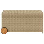 Garden Storage Box with Wheels Mix Beige 190L Poly Rattan