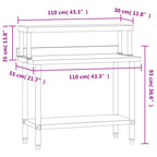 Kitchen Work Table with Overshelf 110x55x120 cm Stainless Steel