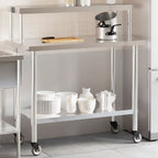 Kitchen Work Table with Overshelf 110x55x120 cm Stainless Steel