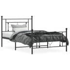 Metal Bed Frame without Mattress with Footboard Black 107x203cm