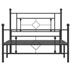 Metal Bed Frame without Mattress with Footboard Black 107x203cm