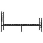 Metal Bed Frame without Mattress with Footboard Black 107x203cm