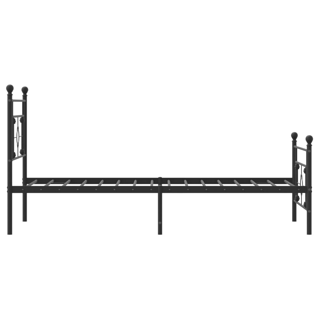 Metal Bed Frame without Mattress with Footboard Black 107x203cm