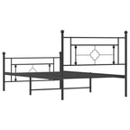 Metal Bed Frame without Mattress with Footboard Black 107x203cm