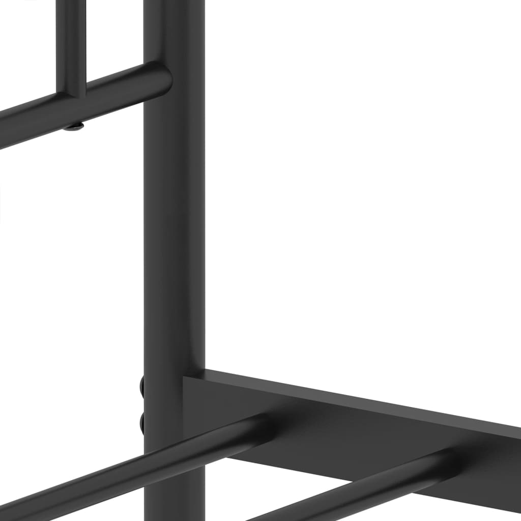 Metal Bed Frame without Mattress with Footboard Black 107x203cm