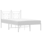 Metal Bed Frame without Mattress with Headboard White 120x200cm