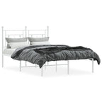 Metal Bed Frame without Mattress with Headboard White 120x200cm