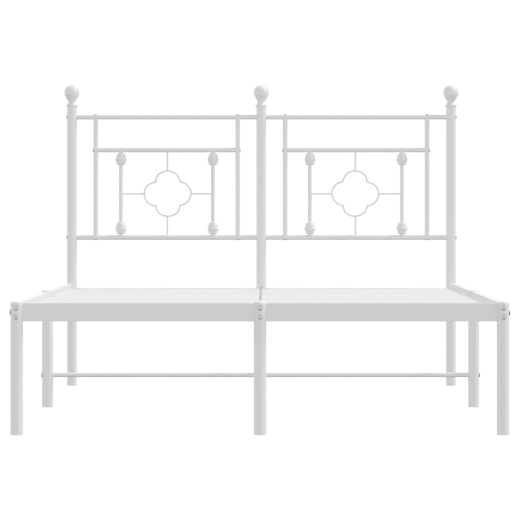 Metal Bed Frame without Mattress with Headboard White 120x200cm