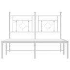 Metal Bed Frame without Mattress with Headboard White 120x200cm