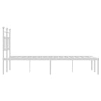 Metal Bed Frame without Mattress with Headboard White 120x200cm