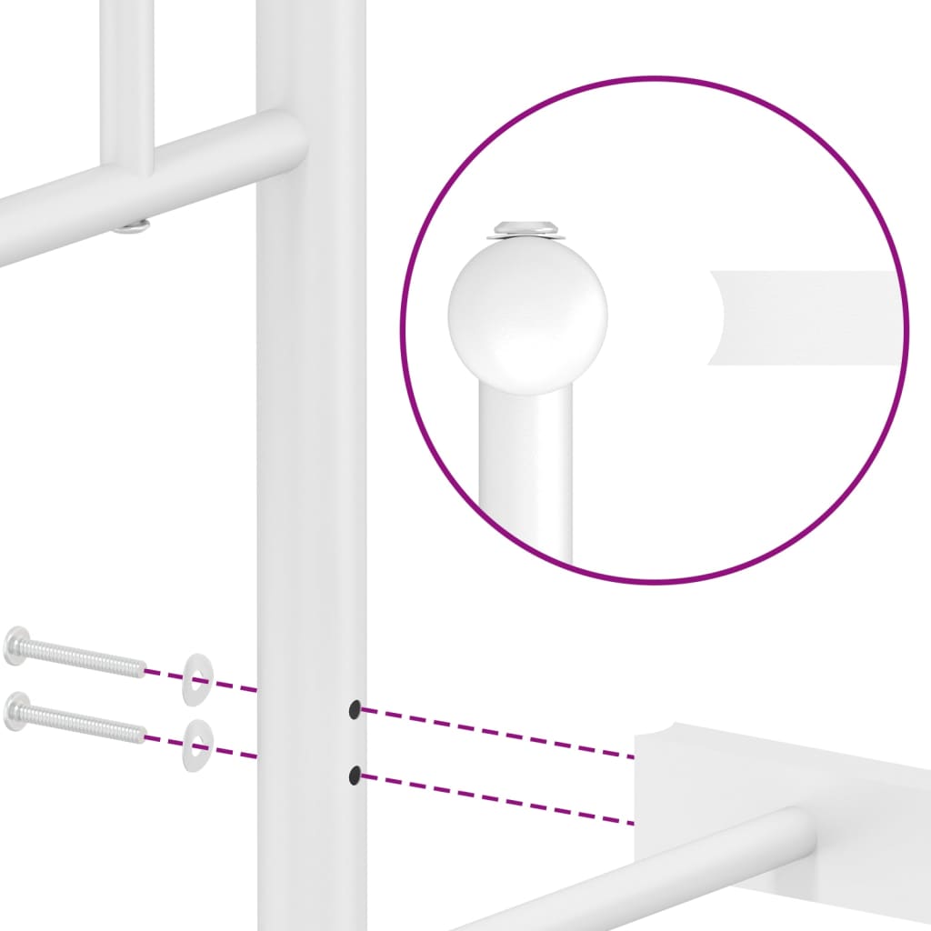 Metal Bed Frame without Mattress with Headboard White 120x200cm