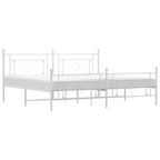 Metal Bed Frame without Mattress with Footboard White 193x203cm