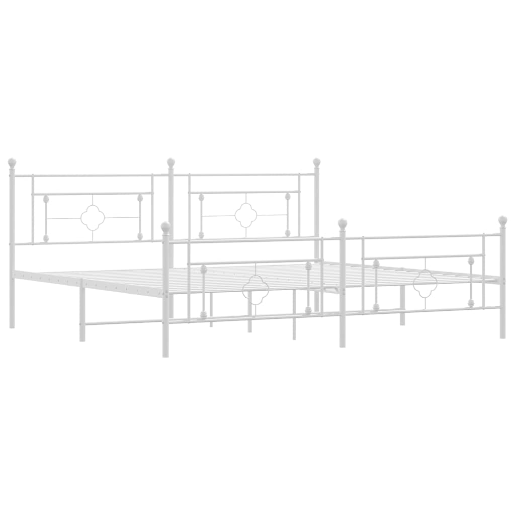 Metal Bed Frame without Mattress with Footboard White 193x203cm