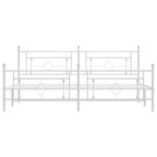 Metal Bed Frame without Mattress with Footboard White 193x203cm