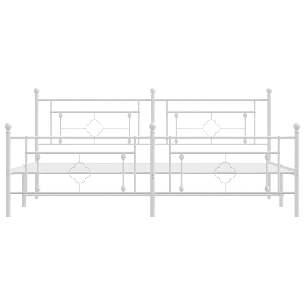 Metal Bed Frame without Mattress with Footboard White 193x203cm