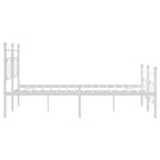 Metal Bed Frame without Mattress with Footboard White 193x203cm