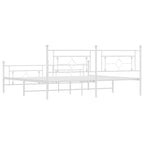 Metal Bed Frame without Mattress with Footboard White 193x203cm