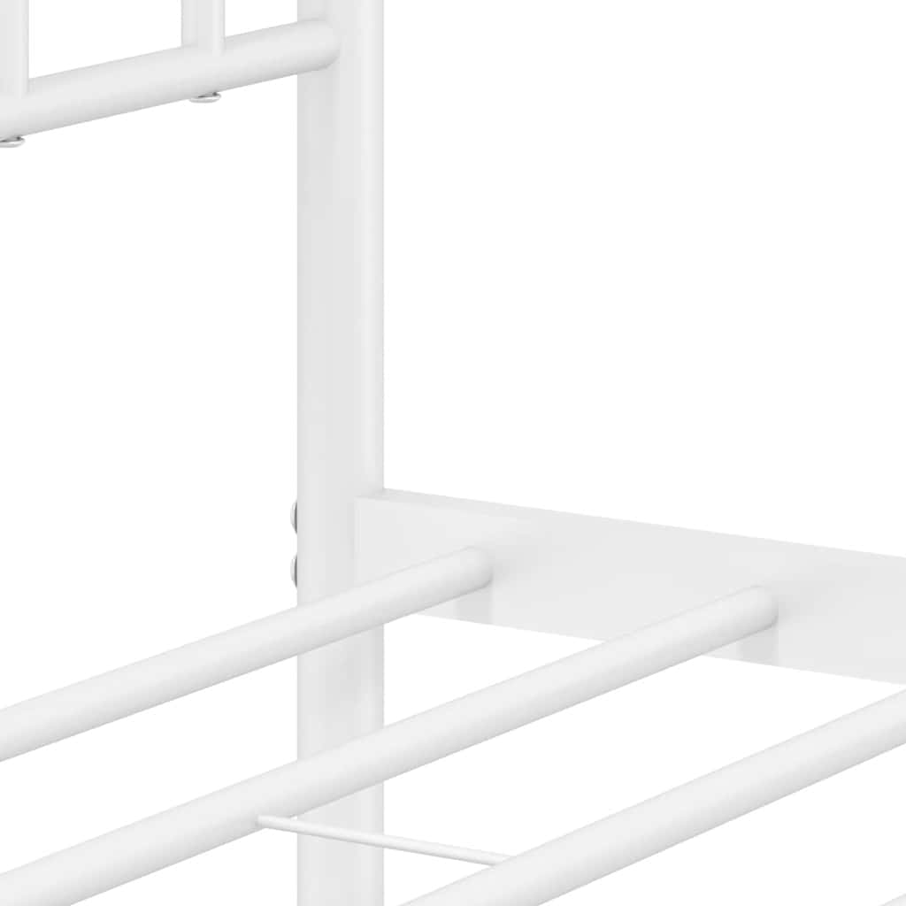 Metal Bed Frame without Mattress with Footboard White 193x203cm
