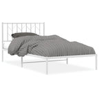 Metal Bed Frame without Mattress with Headboard White 107x203cm