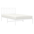 Metal Bed Frame without Mattress with Headboard White 107x203cm