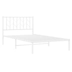 Metal Bed Frame without Mattress with Headboard White 107x203cm