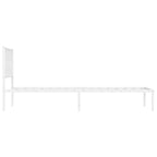 Metal Bed Frame without Mattress with Headboard White 107x203cm