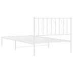 Metal Bed Frame without Mattress with Headboard White 107x203cm