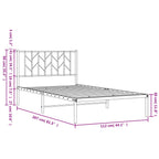 Metal Bed Frame without Mattress with Headboard White 107x203cm