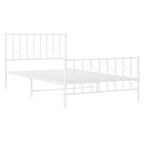 Metal Bed Frame without Mattress with Footboard White 107x203cm