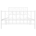 Metal Bed Frame without Mattress with Footboard White 107x203cm