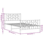 Metal Bed Frame without Mattress with Footboard White 107x203cm