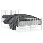 Metal Bed Frame without Mattress with Footboard White 120x200cm