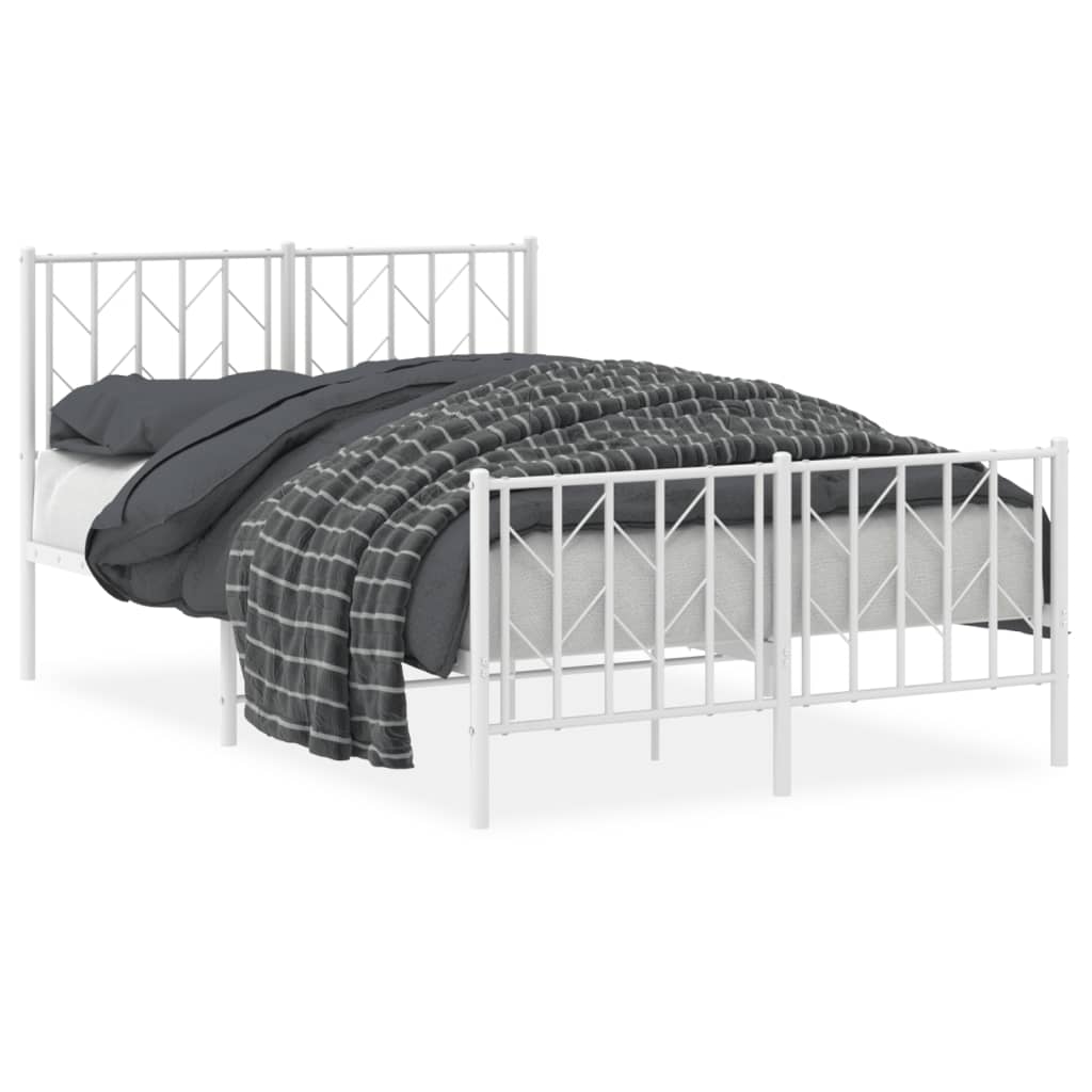 Metal Bed Frame without Mattress with Footboard White 120x200cm