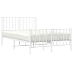 Metal Bed Frame without Mattress with Footboard White 120x200cm