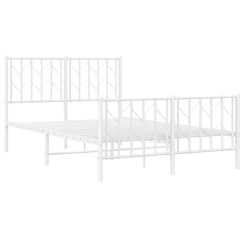 Metal Bed Frame without Mattress with Footboard White 120x200cm