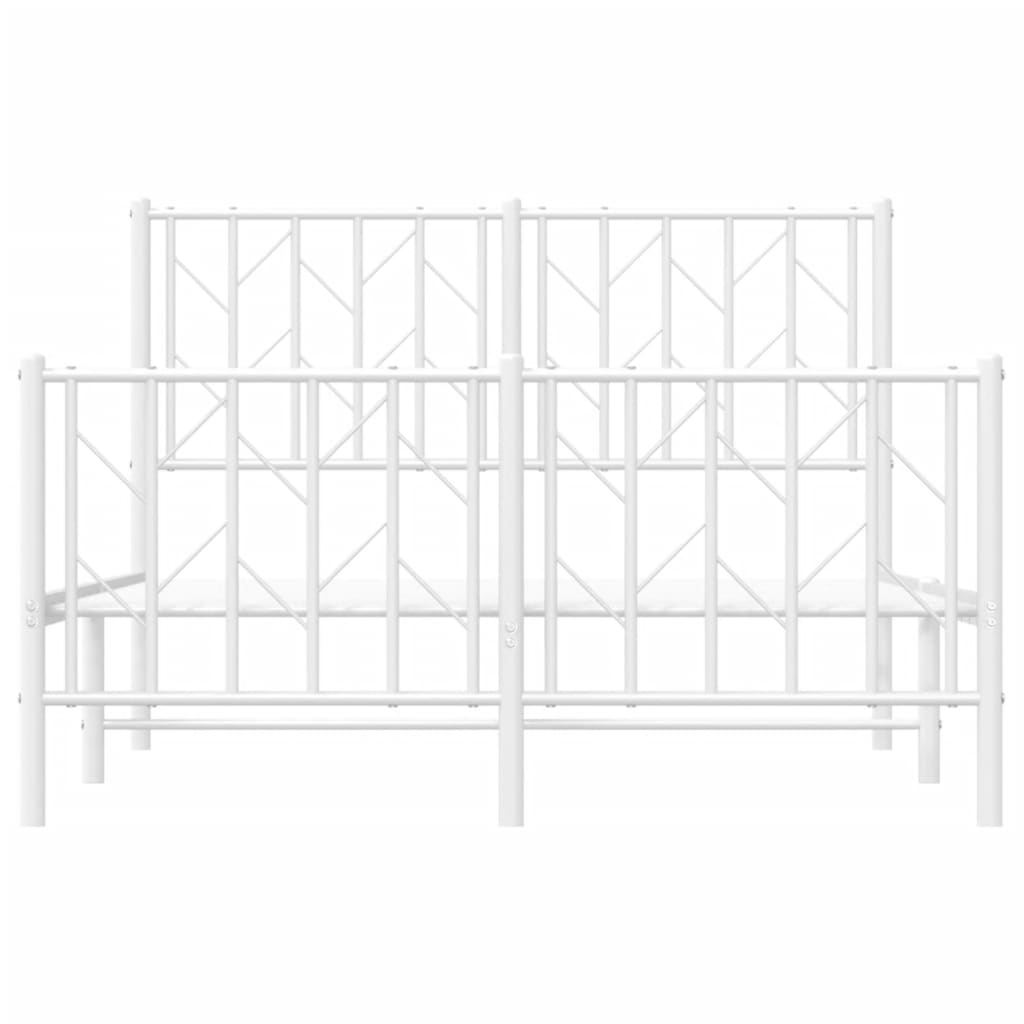 Metal Bed Frame without Mattress with Footboard White 120x200cm