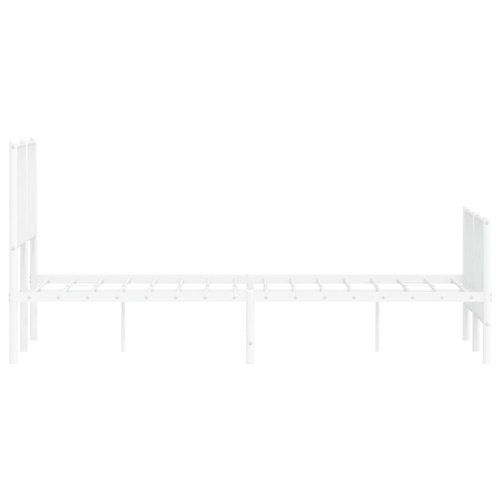 Metal Bed Frame without Mattress with Footboard White 120x200cm