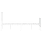 Metal Bed Frame without Mattress with Footboard White 120x200cm