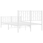 Metal Bed Frame without Mattress with Footboard White 120x200cm