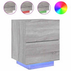 Bedside Cabinet with LED Lights Grey Sonoma Engineered Wood