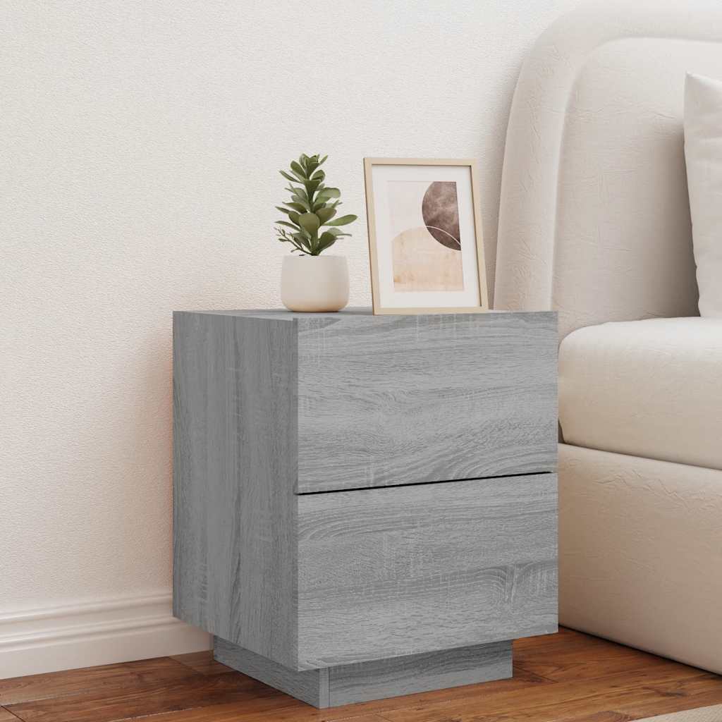 Bedside Cabinet with LED Lights Grey Sonoma Engineered Wood