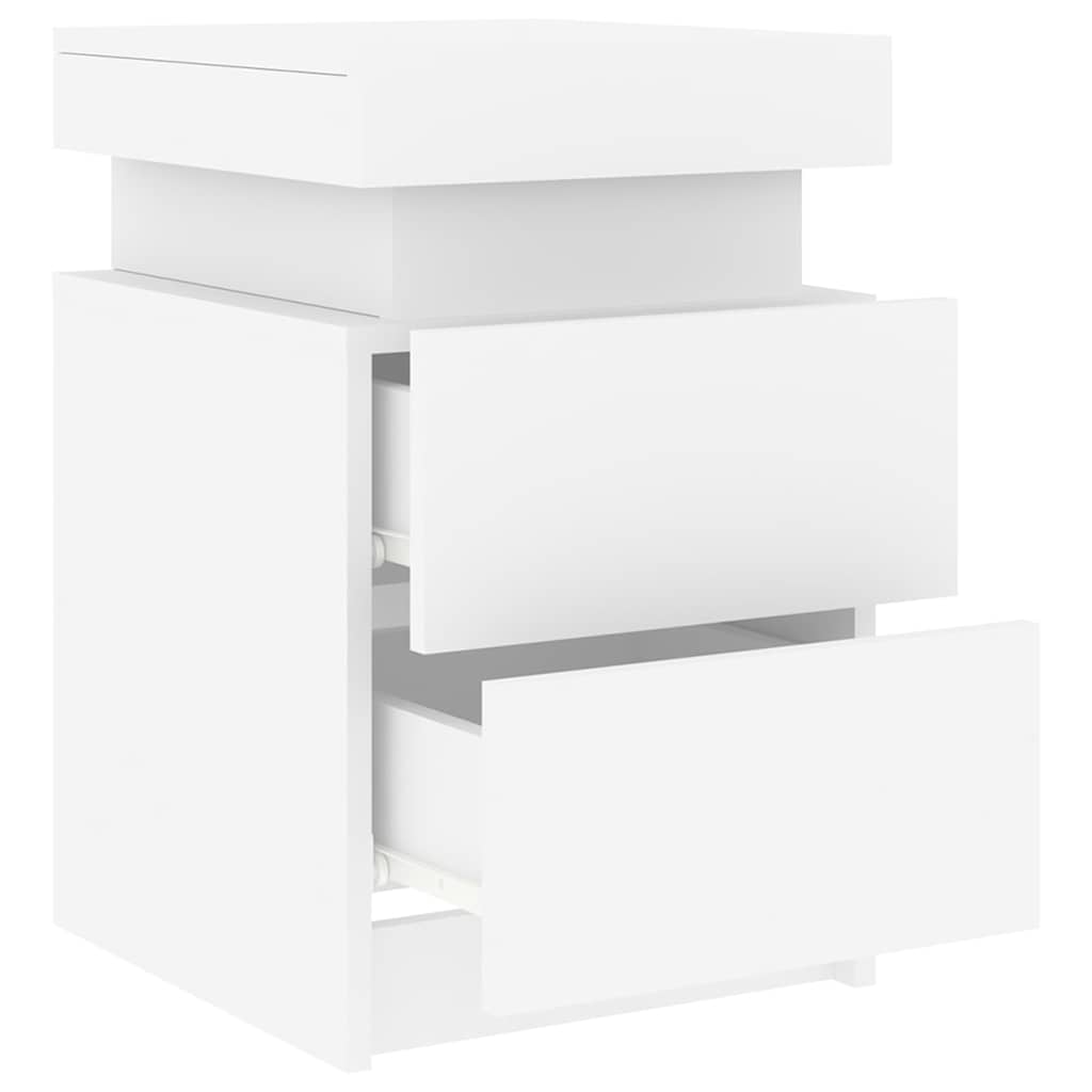 Bedside Cabinet with LED Lights White 35x39x55 cm