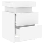 Bedside Cabinet with LED Lights White 35x39x55 cm