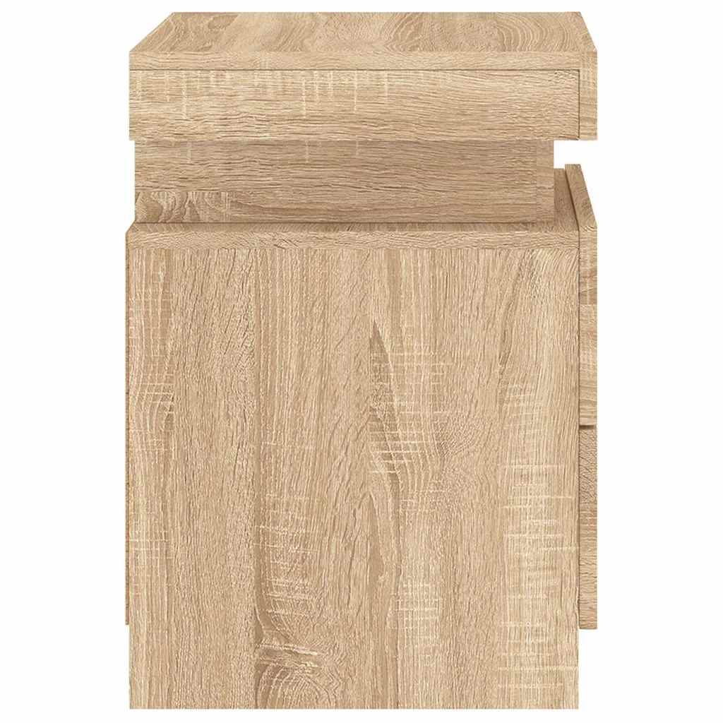 Bedside Cabinets with LED Lights 2 pcs Sonoma Oak 35x39x55 cm